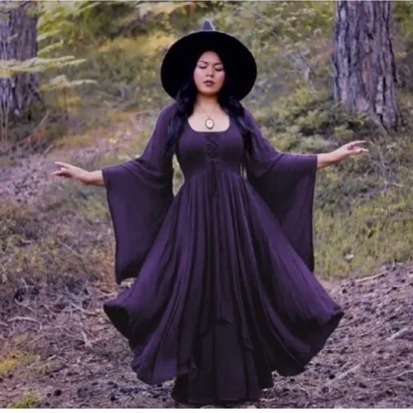 Lotustraders Fairy Maxi Dress Witch Fairycore Wimsigoth Size Small Brown